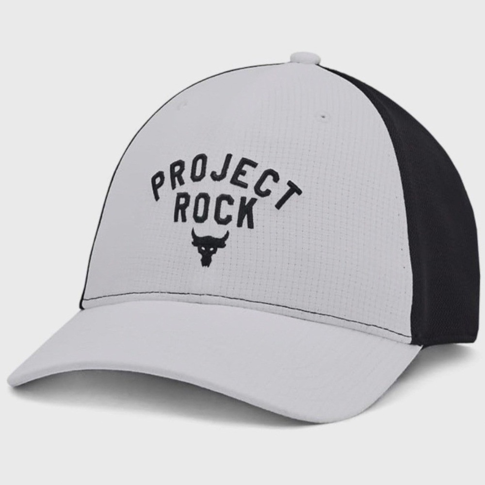 Under Armour Project Rock Baseball Cap Hat Gray Black Mesh Logo Adjustable A4